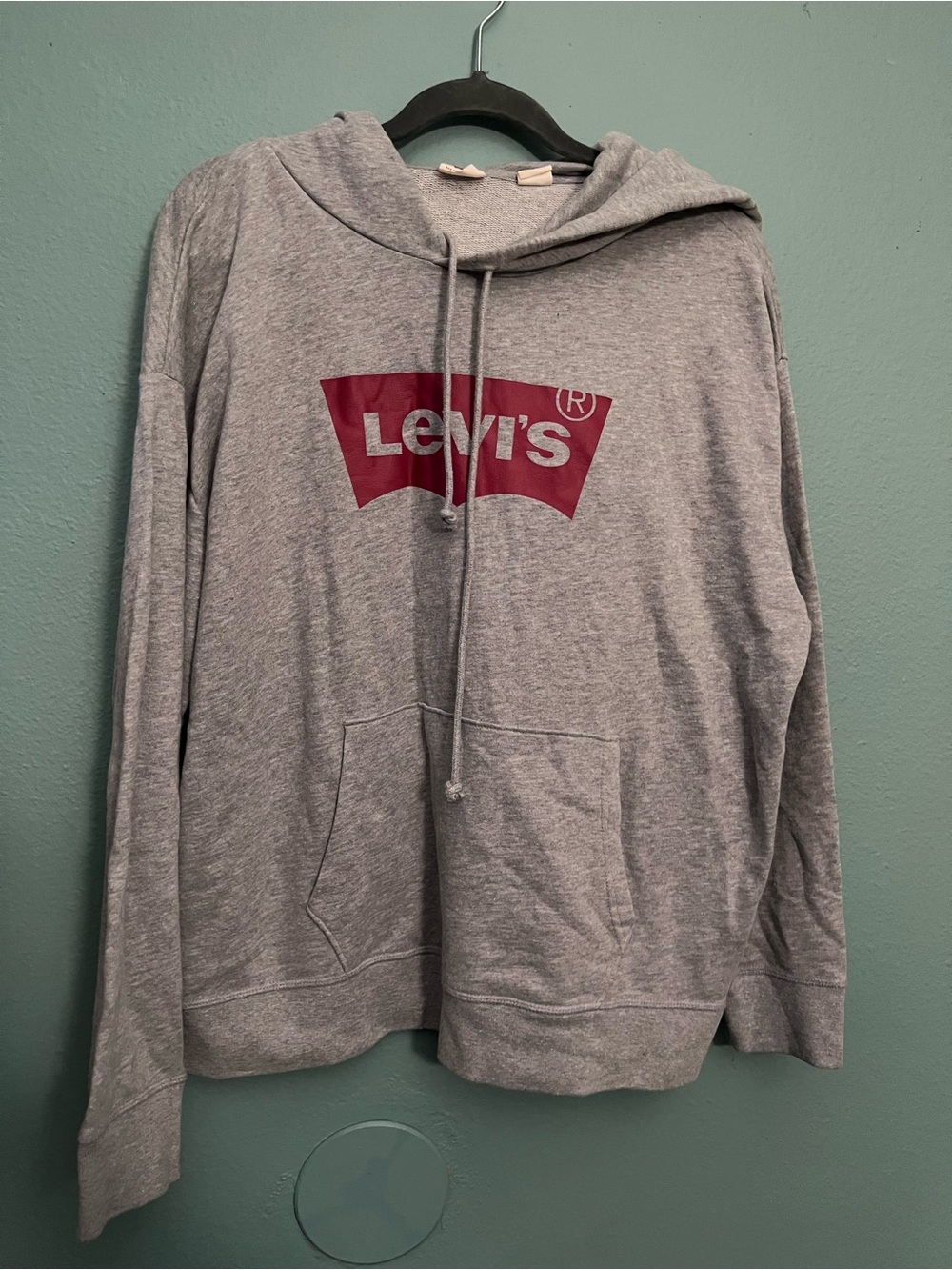 Levi's Heather Gray Hoodie with Deep Red Logo